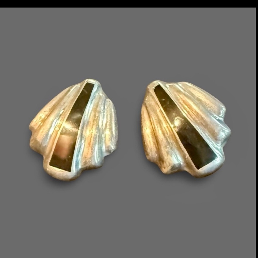Vintage Taxco Mexico‎ 925 Sterling Silver Black Onyx Clip Earrings TE-12